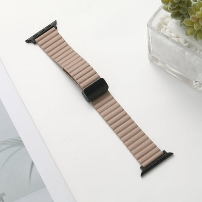 For Apple Watch Series 8 41mm Water Ripple Magnetic Folding Buckle Watch Band, Style: Bold Version(Khaki) by buy2fix