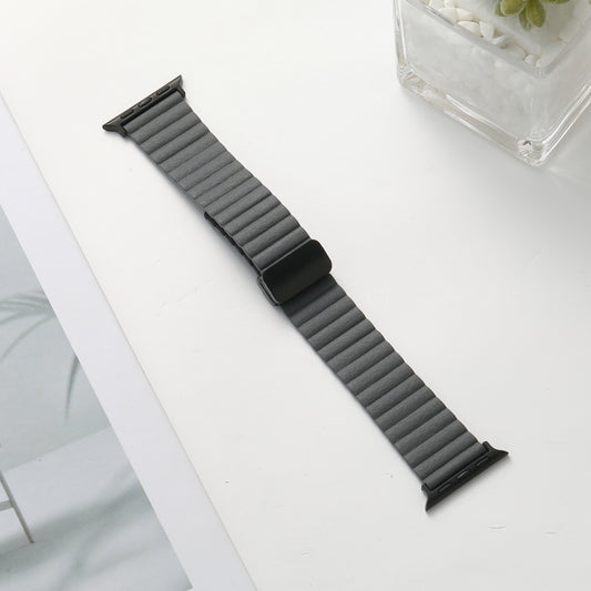 For Apple Watch Series 6 40mm Water Ripple Magnetic Folding Buckle Watch Band, Style: Bold Version(Grey) by buy2fix