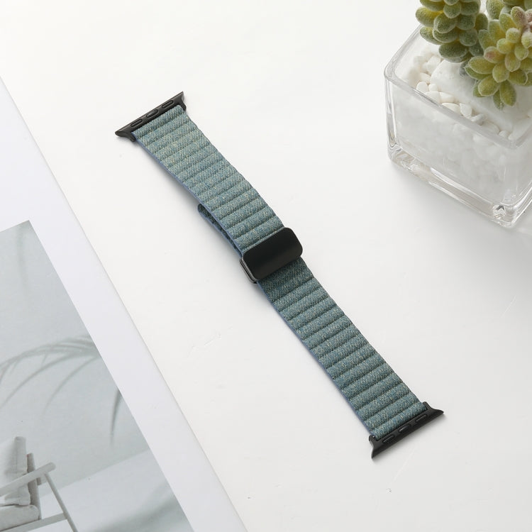 For Apple Watch Series 6 44mm Water Ripple Magnetic Folding Buckle Watch Band, Style: Bold Version(Denim Blue) by buy2fix