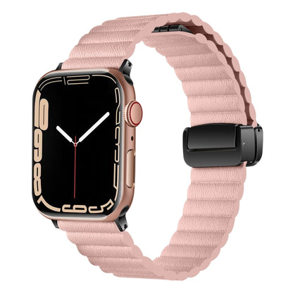 For Apple Watch 38mm Water Ripple Magnetic Folding Buckle Watch Band, Style: Bold Version(Pink) by buy2fix