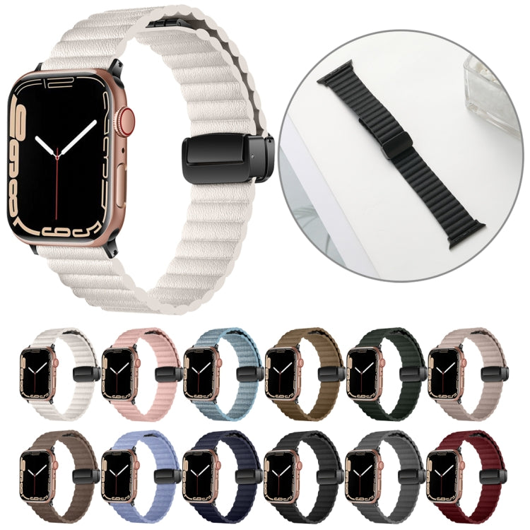 For Apple Watch Series 4 44mm Water Ripple Magnetic Folding Buckle Watch Band, Style: Bold Version(Starlight Color) by buy2fix