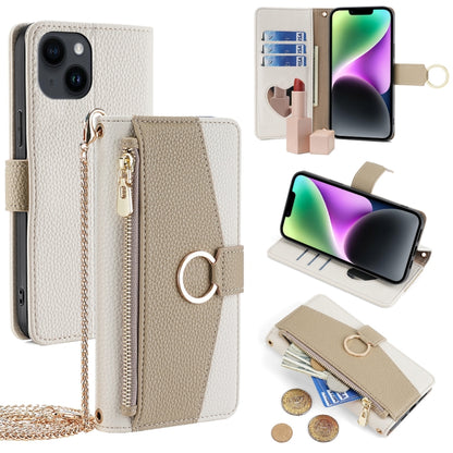 For iPhone 14 Crossbody Litchi Texture Leather Phone Case(White) - iPhone 14 Cases by buy2fix | Online Shopping UK | buy2fix