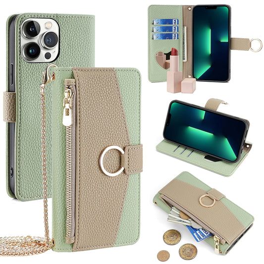For iPhone 13 Pro Max Crossbody Litchi Texture Leather Phone Case(Green) - iPhone 13 Pro Max Cases by buy2fix | Online Shopping UK | buy2fix