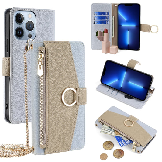 For iPhone 13 Pro Crossbody Litchi Texture Leather Phone Case(Blue) - iPhone 13 Pro Cases by buy2fix | Online Shopping UK | buy2fix