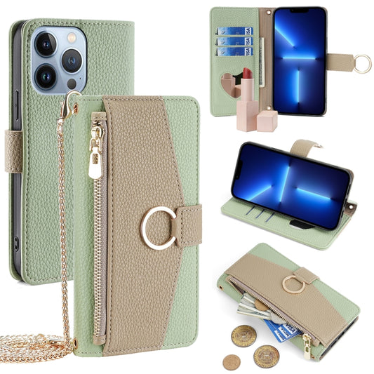 For iPhone 13 Pro Crossbody Litchi Texture Leather Phone Case(Green) - iPhone 13 Pro Cases by buy2fix | Online Shopping UK | buy2fix