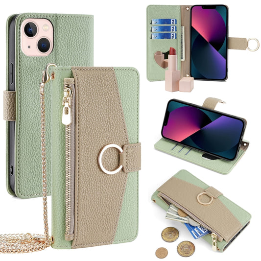 For iPhone 13 Crossbody Litchi Texture Leather Phone Case(Green) - iPhone 13 Cases by buy2fix | Online Shopping UK | buy2fix