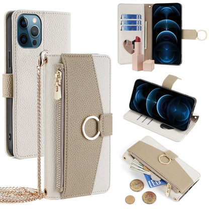 For iPhone 12 Pro Max Crossbody Litchi Texture Leather Phone Case(White) - iPhone 12 Pro Max Cases by buy2fix | Online Shopping UK | buy2fix