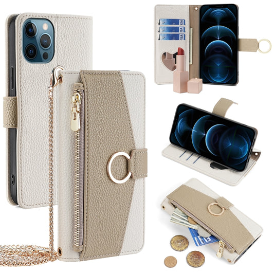 For iPhone 12 Pro Max Crossbody Litchi Texture Leather Phone Case(White) - iPhone 12 Pro Max Cases by buy2fix | Online Shopping UK | buy2fix