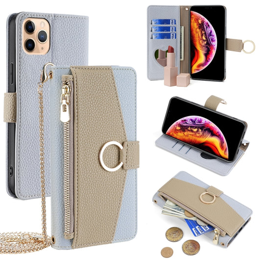 For iPhone 11 Pro Max Crossbody Litchi Texture Leather Phone Case(Blue) - iPhone 11 Pro Max Cases by buy2fix | Online Shopping UK | buy2fix
