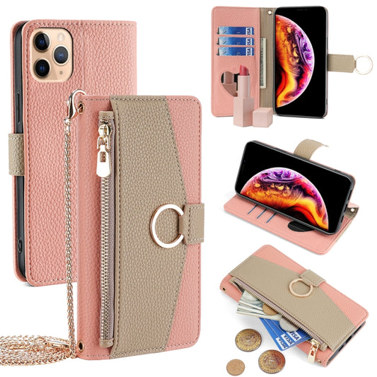 For iPhone 11 Pro Max Crossbody Litchi Texture Leather Phone Case(Pink) - iPhone 11 Pro Max Cases by buy2fix | Online Shopping UK | buy2fix