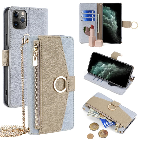 For iPhone 11 Pro Crossbody Litchi Texture Leather Phone Case(Blue) - iPhone 11 Pro Cases by buy2fix | Online Shopping UK | buy2fix