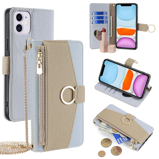 For iPhone 11 Crossbody Litchi Texture Leather Phone Case(Blue) - iPhone 11 Cases by buy2fix | Online Shopping UK | buy2fix