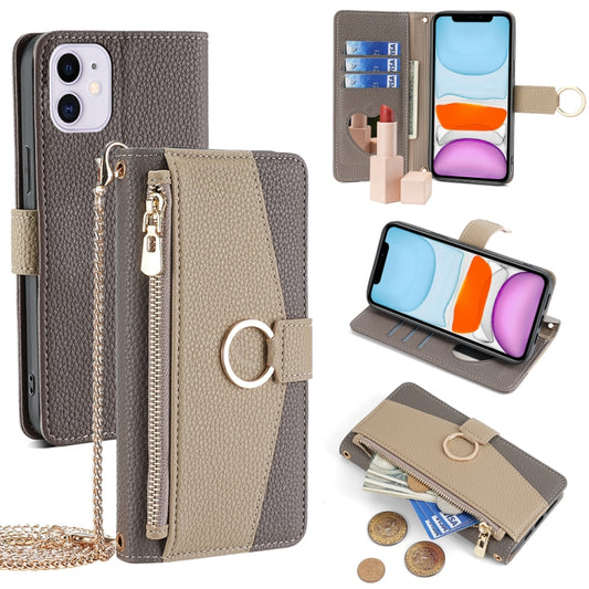 For iPhone 11 Crossbody Litchi Texture Leather Phone Case(Grey) - iPhone 11 Cases by buy2fix | Online Shopping UK | buy2fix
