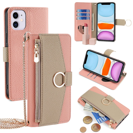 For iPhone 11 Crossbody Litchi Texture Leather Phone Case(Pink) - iPhone 11 Cases by buy2fix | Online Shopping UK | buy2fix