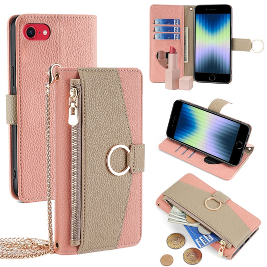 For iPhone SE 2020 / 8 / 7 Crossbody Litchi Texture Leather Phone Case(Pink) - More iPhone Cases by buy2fix | Online Shopping UK | buy2fix