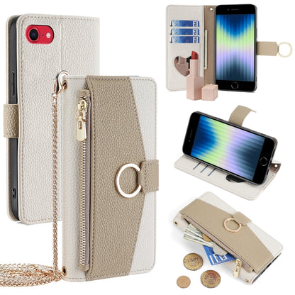 For iPhone SE 2020 / 8 / 7 Crossbody Litchi Texture Leather Phone Case(White) - More iPhone Cases by buy2fix | Online Shopping UK | buy2fix