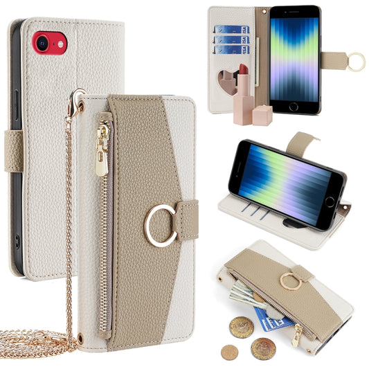 For iPhone SE 2020 / 8 / 7 Crossbody Litchi Texture Leather Phone Case(White) - More iPhone Cases by buy2fix | Online Shopping UK | buy2fix