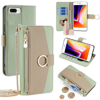 For iPhone 8 Plus / 7 Plus Crossbody Litchi Texture Leather Phone Case(Green) - More iPhone Cases by buy2fix | Online Shopping UK | buy2fix