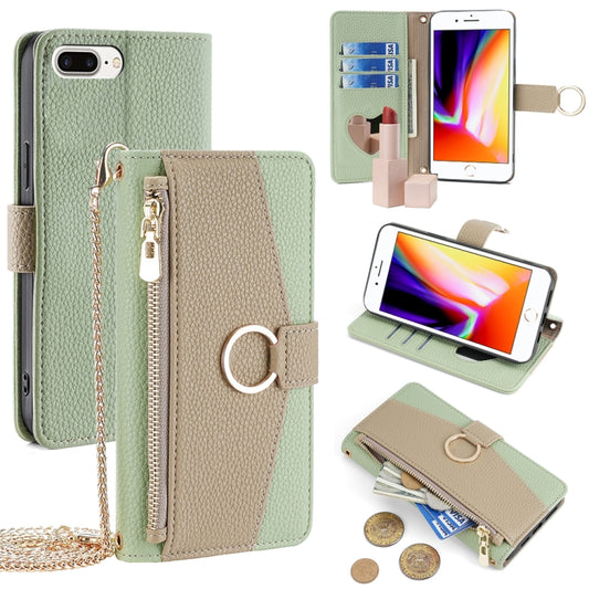 For iPhone 8 Plus / 7 Plus Crossbody Litchi Texture Leather Phone Case(Green) - More iPhone Cases by buy2fix | Online Shopping UK | buy2fix