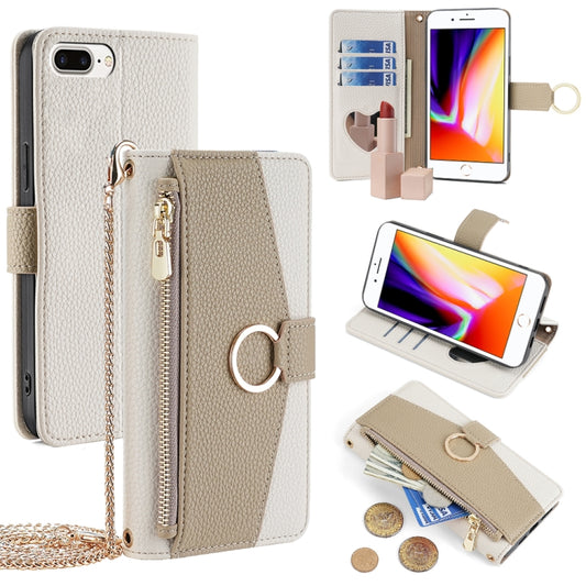 For iPhone 8 Plus / 7 Plus Crossbody Litchi Texture Leather Phone Case(White) - More iPhone Cases by buy2fix | Online Shopping UK | buy2fix