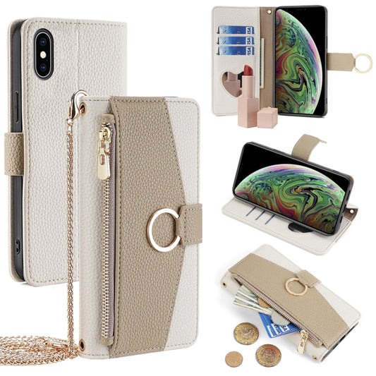 For iPhone XS Max Crossbody Litchi Texture Leather Phone Case(White) - More iPhone Cases by buy2fix | Online Shopping UK | buy2fix