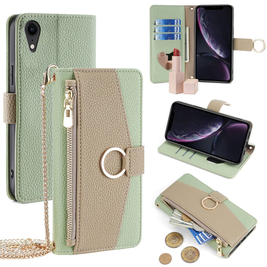 For iPhone XR Crossbody Litchi Texture Leather Phone Case(Green) - More iPhone Cases by buy2fix | Online Shopping UK | buy2fix