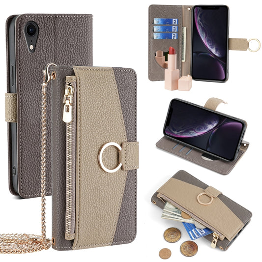For iPhone XR Crossbody Litchi Texture Leather Phone Case(Grey) - More iPhone Cases by buy2fix | Online Shopping UK | buy2fix