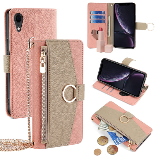 For iPhone XR Crossbody Litchi Texture Leather Phone Case(Pink) - More iPhone Cases by buy2fix | Online Shopping UK | buy2fix
