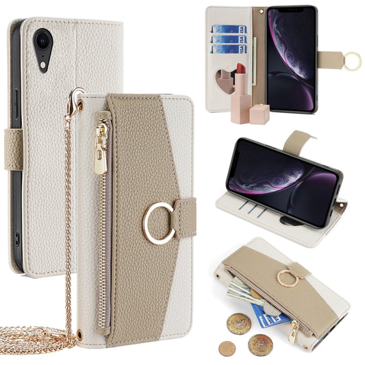 For iPhone XR Crossbody Litchi Texture Leather Phone Case(White) - More iPhone Cases by buy2fix | Online Shopping UK | buy2fix
