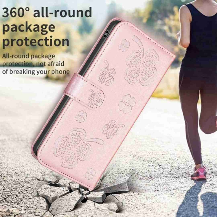 For Xiaomi Redmi Note 13 Pro+ 5G Four-leaf Embossed Leather Phone Case(Pink) - Xiaomi Cases by buy2fix | Online Shopping UK | buy2fix