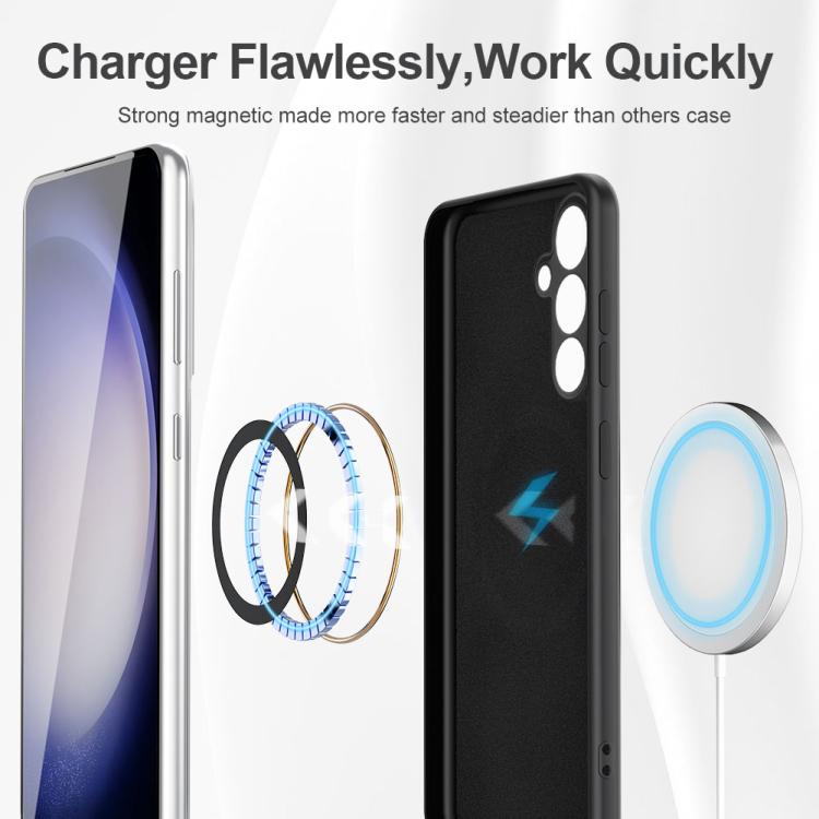 For Samsung Galaxy S25 5G MagSafe Magnetic Liquid Silicone Phone Case(Black) by buy2fix