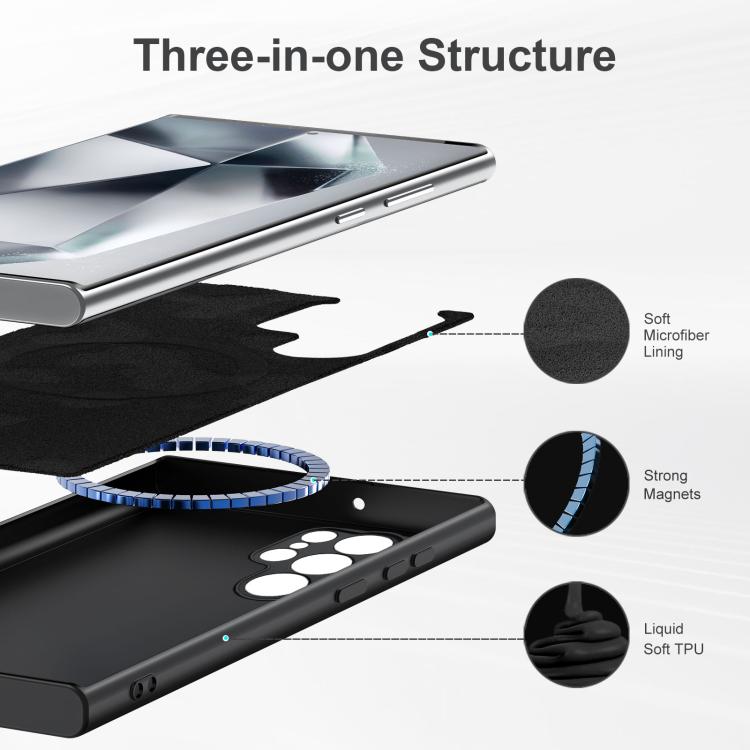 For Samsung Galaxy S25 Ultra 5G MagSafe Magnetic Liquid Silicone Phone Case(Black) by buy2fix