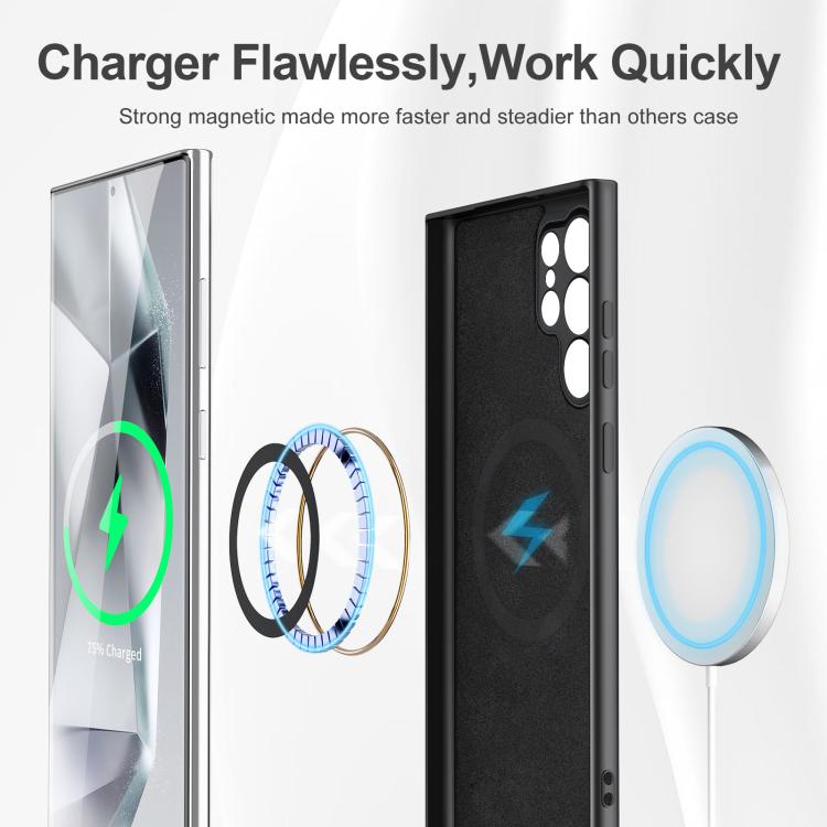 For Samsung Galaxy S25 Ultra 5G MagSafe Magnetic Liquid Silicone Phone Case(Black) by buy2fix