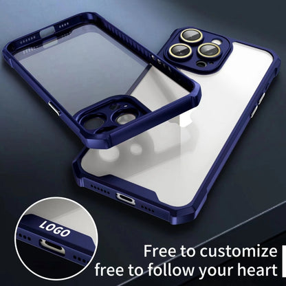 For iPhone 16 Pro Max Shockproof Acrylic Phone Case with Lens Glass Film(Blue) by buy2fix