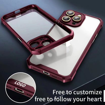 For iPhone 16 Pro Max Shockproof Acrylic Phone Case with Lens Glass Film(Wine Red) by buy2fix
