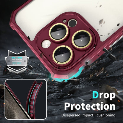 For iPhone 16 Pro Max Shockproof Acrylic Phone Case with Lens Glass Film(Wine Red) by buy2fix