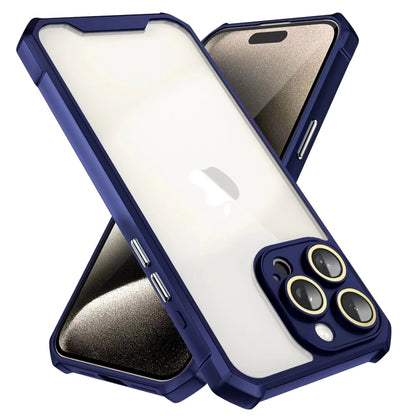 For iPhone 16 Pro Shockproof Acrylic Phone Case with Lens Glass Film(Blue) by buy2fix