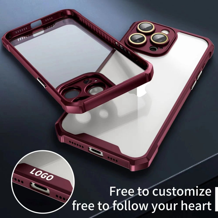 For iPhone 16 Pro Shockproof Acrylic Phone Case with Lens Glass Film(Wine Red) by buy2fix