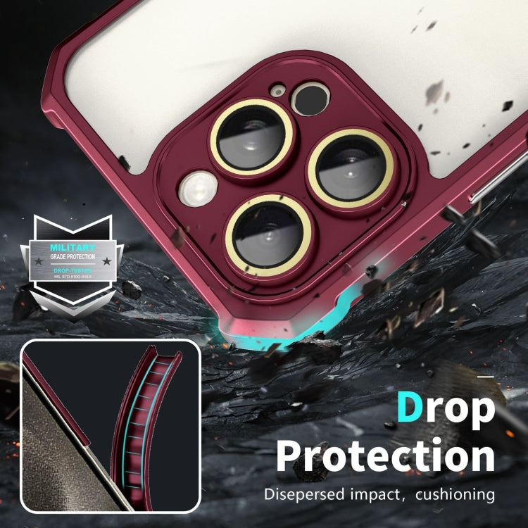 For iPhone 16 Pro Shockproof Acrylic Phone Case with Lens Glass Film(Wine Red) by buy2fix