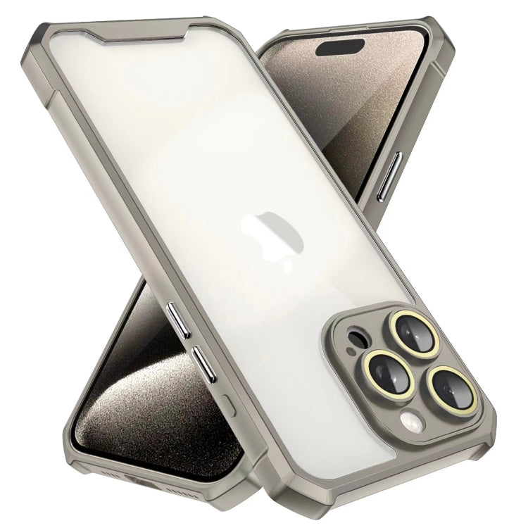 For iPhone 16 Pro Shockproof Acrylic Phone Case with Lens Glass Film(Grey) by buy2fix