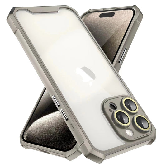 For iPhone 16 Pro Shockproof Acrylic Phone Case with Lens Glass Film(Grey) by buy2fix