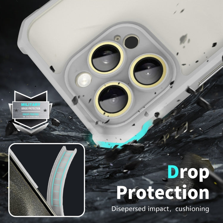 For iPhone 16 Pro Shockproof Acrylic Phone Case with Lens Glass Film(Grey) by buy2fix