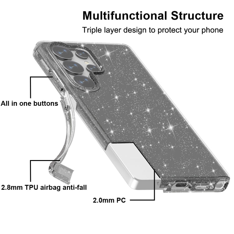 For Samsung Galaxy S25 Ultra 5G Shockproof Terminator Glitter Powder Phone Case(Black) by buy2fix