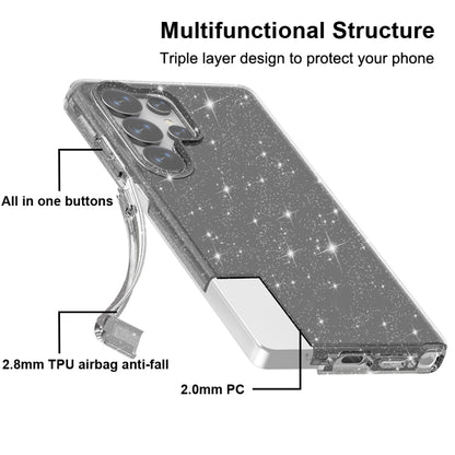 For Samsung Galaxy S25 Ultra 5G Shockproof Terminator Glitter Powder Phone Case(Black) by buy2fix