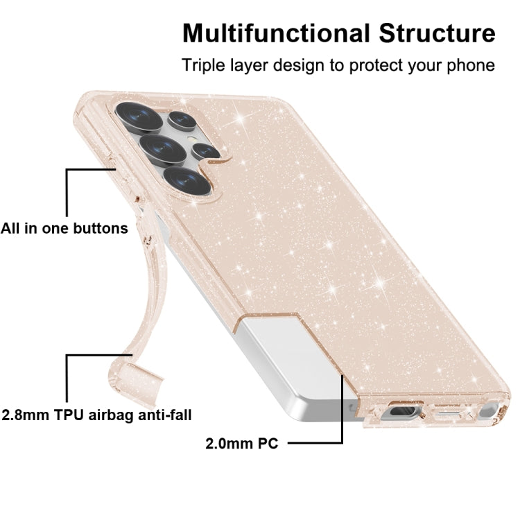 For Samsung Galaxy S25 Ultra 5G Shockproof Terminator Glitter Powder Phone Case(Gold) by buy2fix
