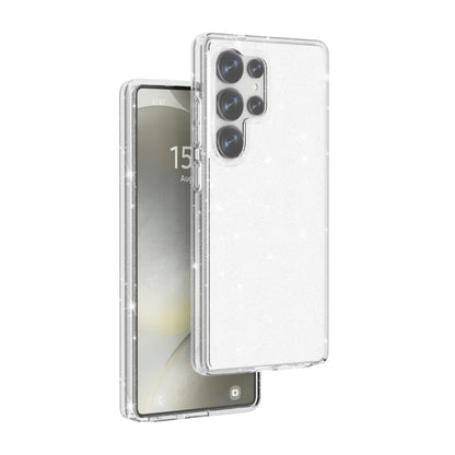 For Samsung Galaxy S25 Ultra 5G Shockproof Terminator Glitter Powder Phone Case(White) by buy2fix