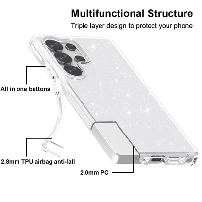 For Samsung Galaxy S25 Ultra 5G Shockproof Terminator Glitter Powder Phone Case(White) by buy2fix