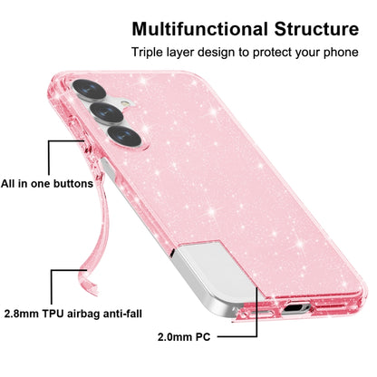 For Samsung Galaxy S25+ 5G Shockproof Terminator Glitter Powder Phone Case(Pink) by buy2fix