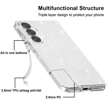 For Samsung Galaxy S25+ 5G Shockproof Terminator Glitter Powder Phone Case(White) by buy2fix