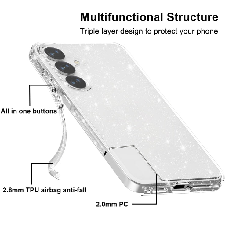 For Samsung Galaxy S25 5G Shockproof Terminator Glitter Powder Phone Case(White) by buy2fix